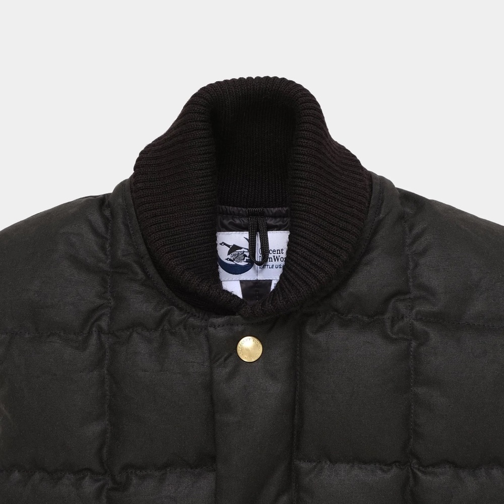 Crescent Down Works Limited Ed.NxNW Waxed Cotton Box Quilt Vest - Black - Size S - Picture 3 of 5